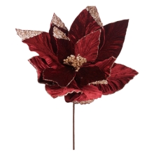 Fabr.glt Poinsettia Stem Burg-gld 50cm, GoodWill (53073)