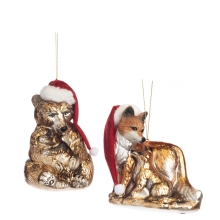 Glss-fabr.xmas Bear-fox Fam.orn Ass-2 Brwn 13,5cm, GoodWill (57781)