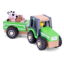 Traktor pótkocsival és játékfigurákkal - Állatok, New Classic Toys (19416)