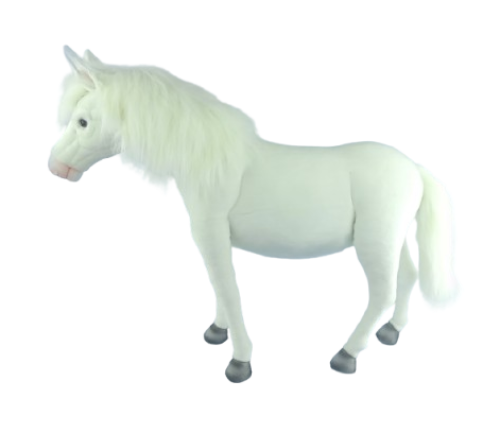 Hansa Plüss Játék Fehér Ló 88cm.H (0907)