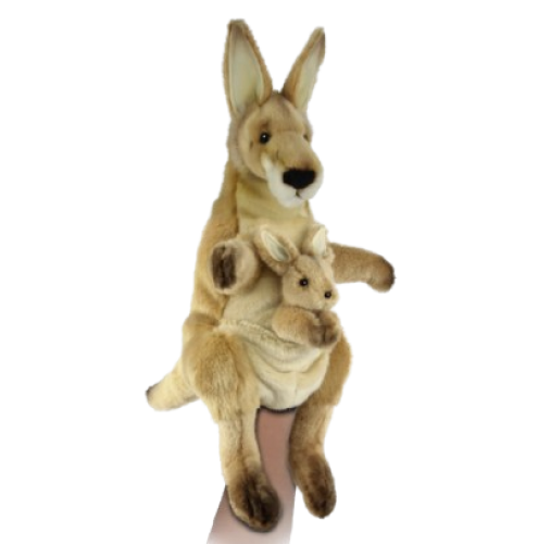Hansa Plüss Játék Piros Kenguru Joey bábuval 39cm.Ma (8799)